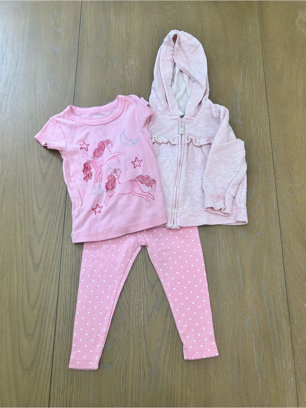 Carter's Pink Unicorn 3-Piece Pajama Set with Hoodie